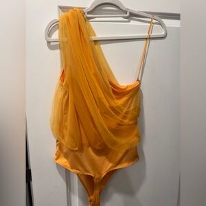 Express Orange One-Shoulder Bodysuit